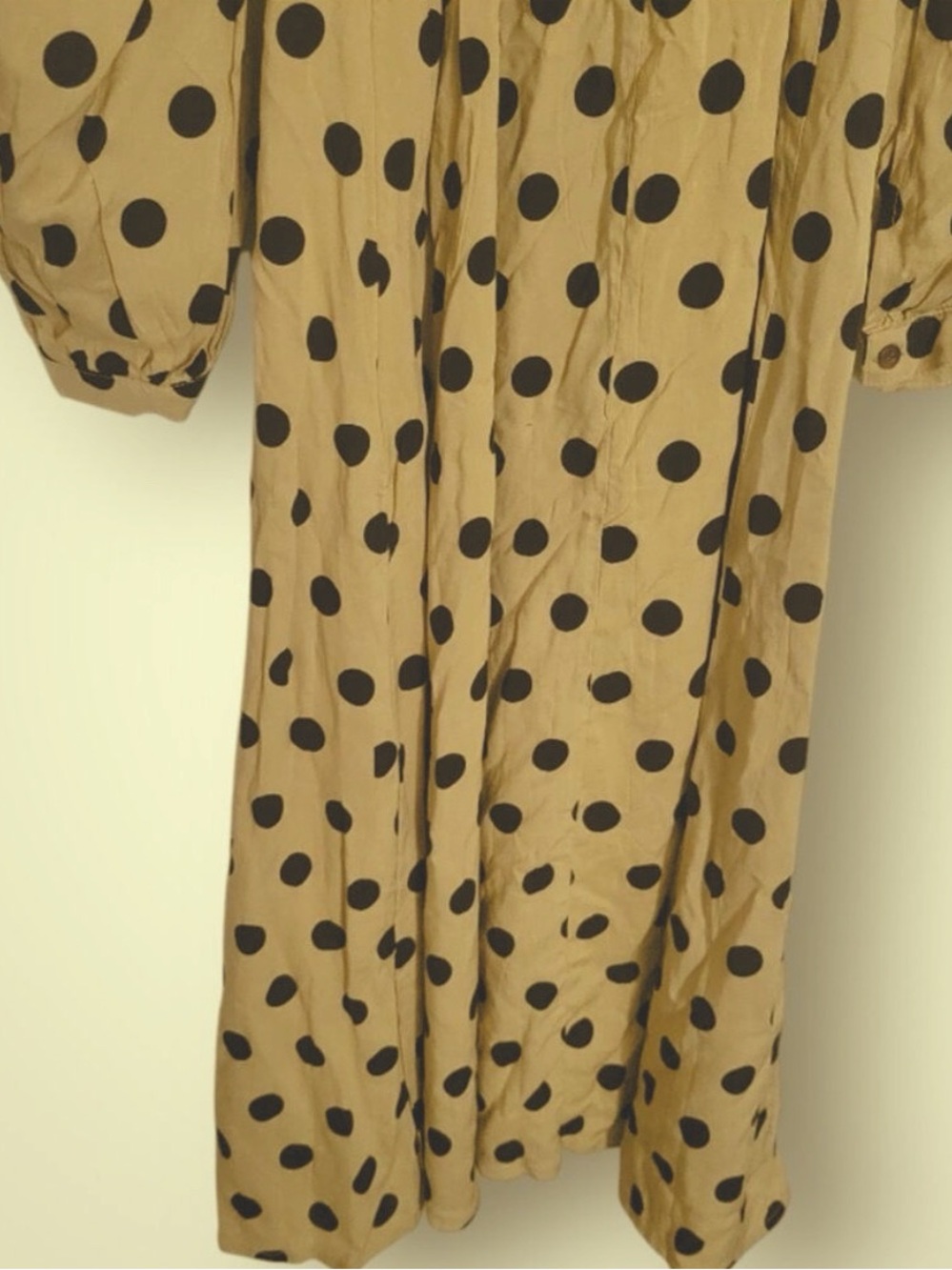 Faithfull the‎ Brand Beige Midi Dress with Black Polka Dots - Picture 7 of 12